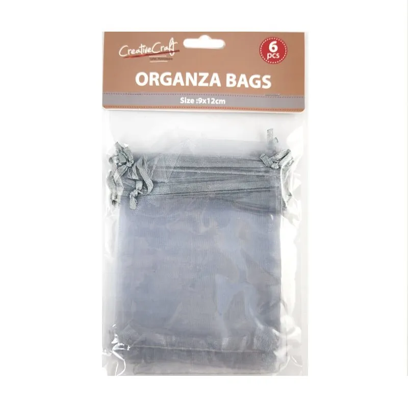 6pk Organza Bags - Silver
