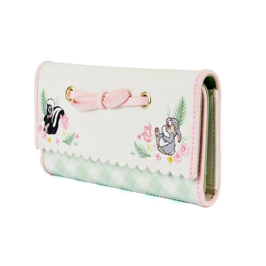 6" Disney : Bambi - Springtime Gingham Faux Leather Tri-Fold Purse Wallet Loungefly