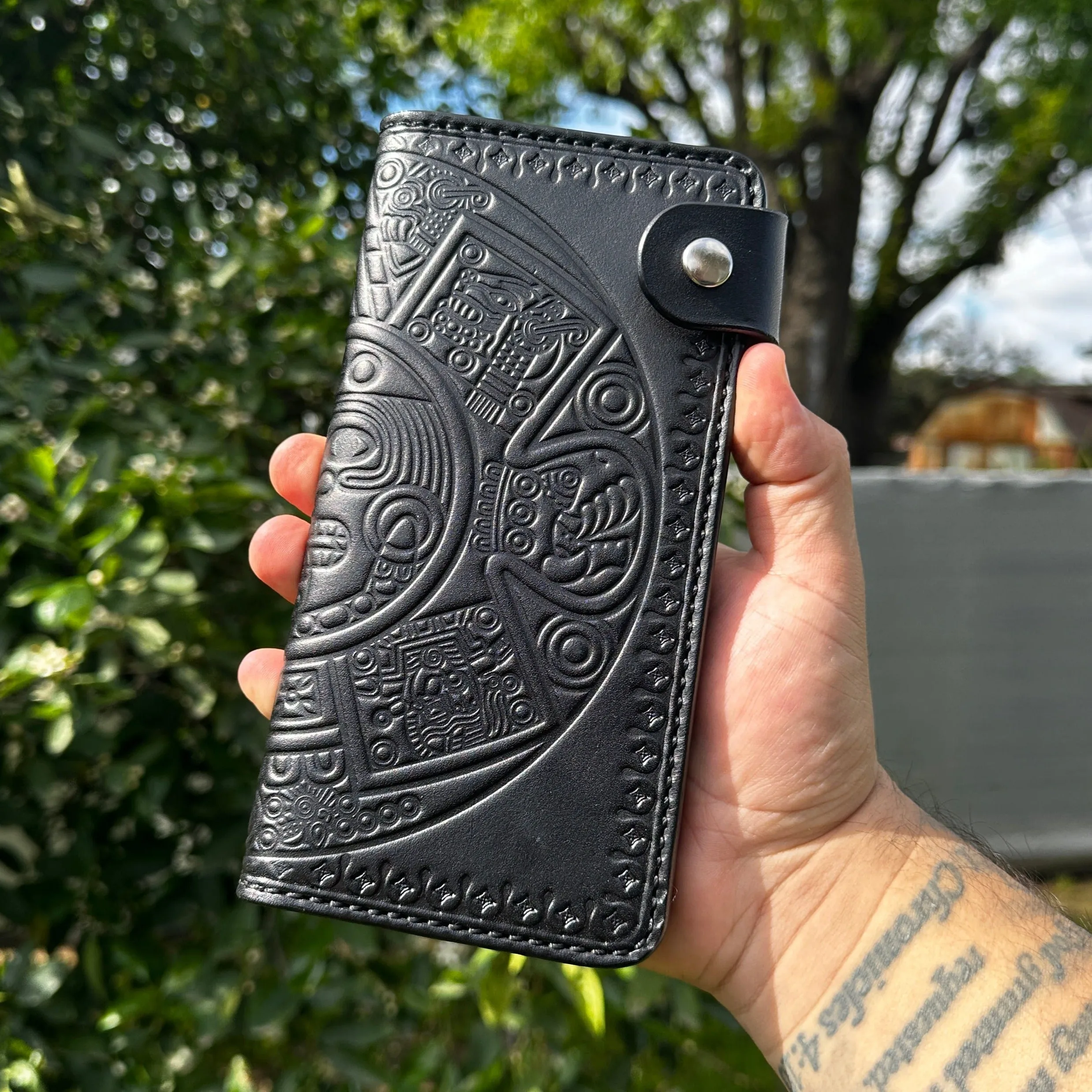 Aztec Calendar Long Biker/Trucker Wallet