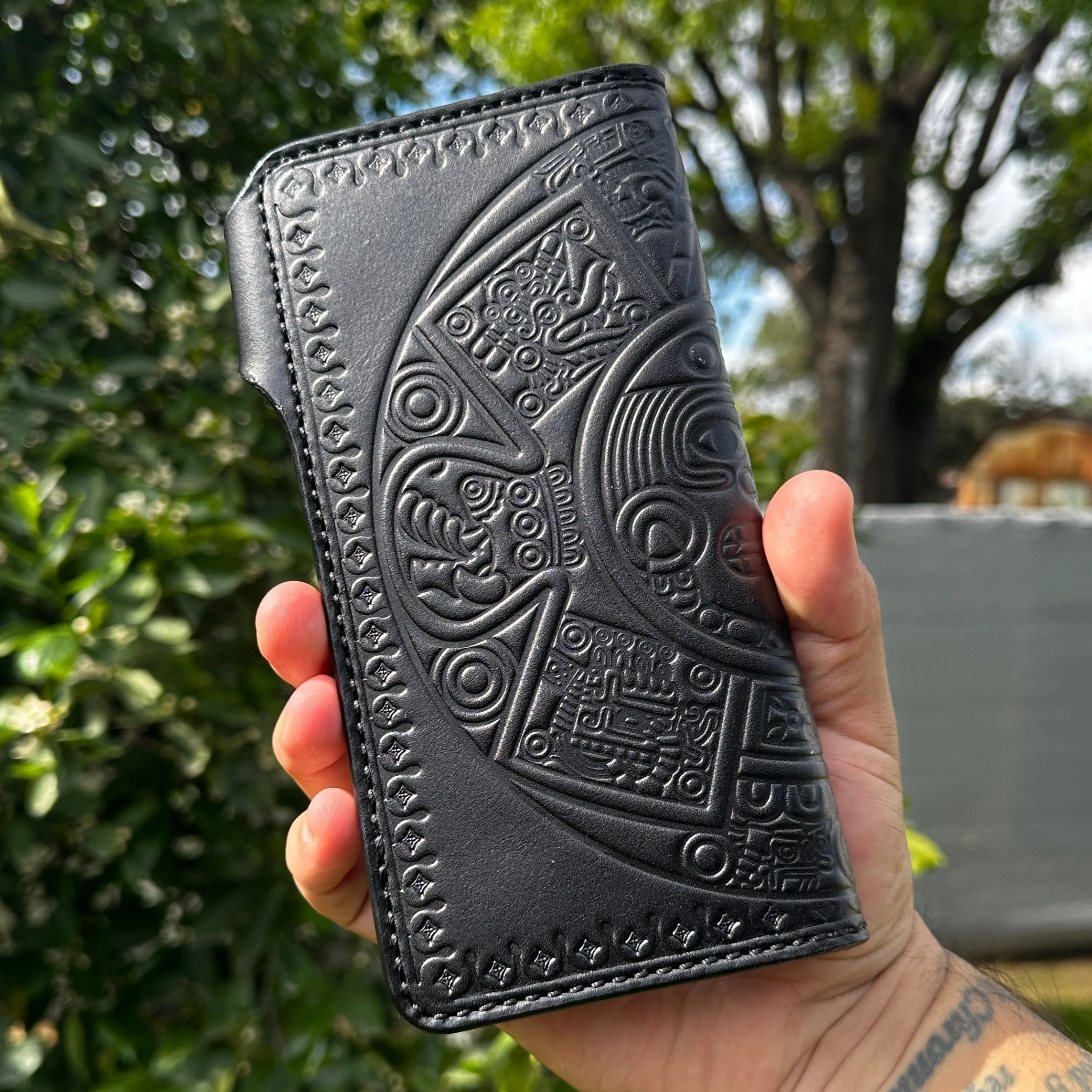 Aztec Calendar Long Biker/Trucker Wallet