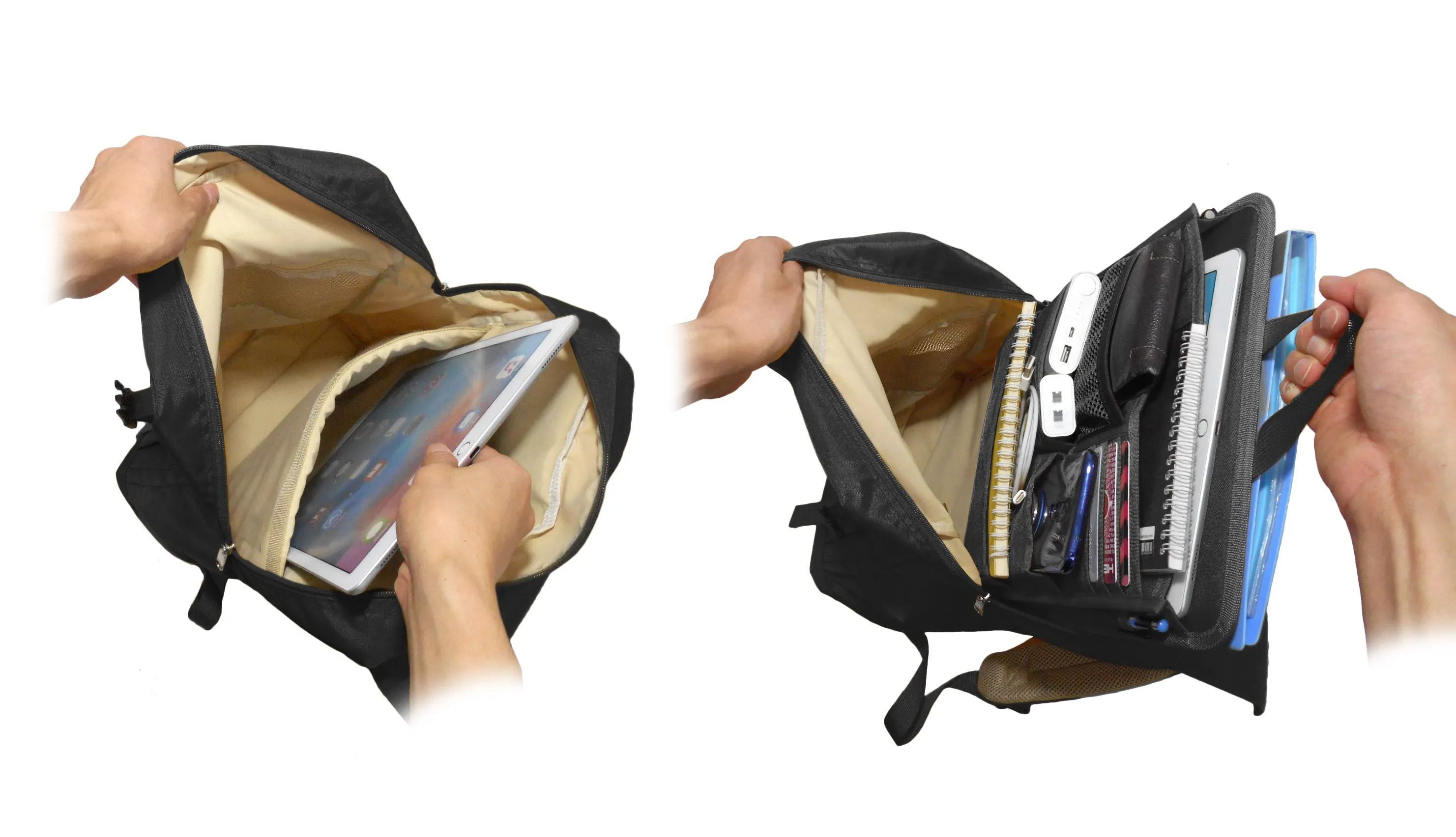 Backpack with Insert Organizer Set, for Travel, Business, College, Casual, Slim and Smart Looking, Women & Men