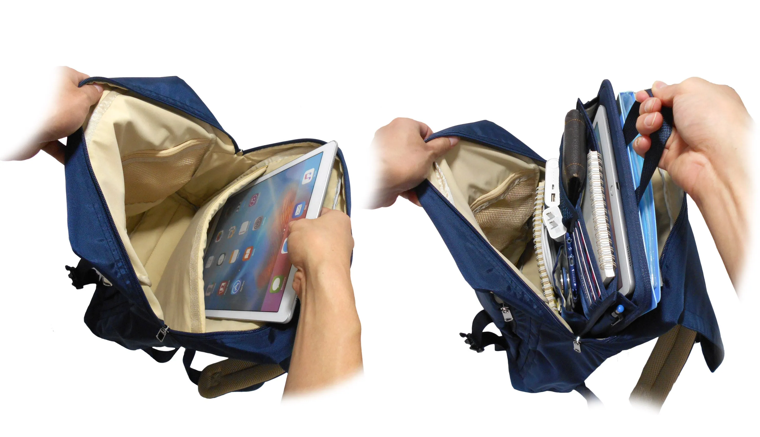 Backpack with Insert Organizer Set, for Travel, Business, College, Casual, Slim and Smart Looking, Women & Men