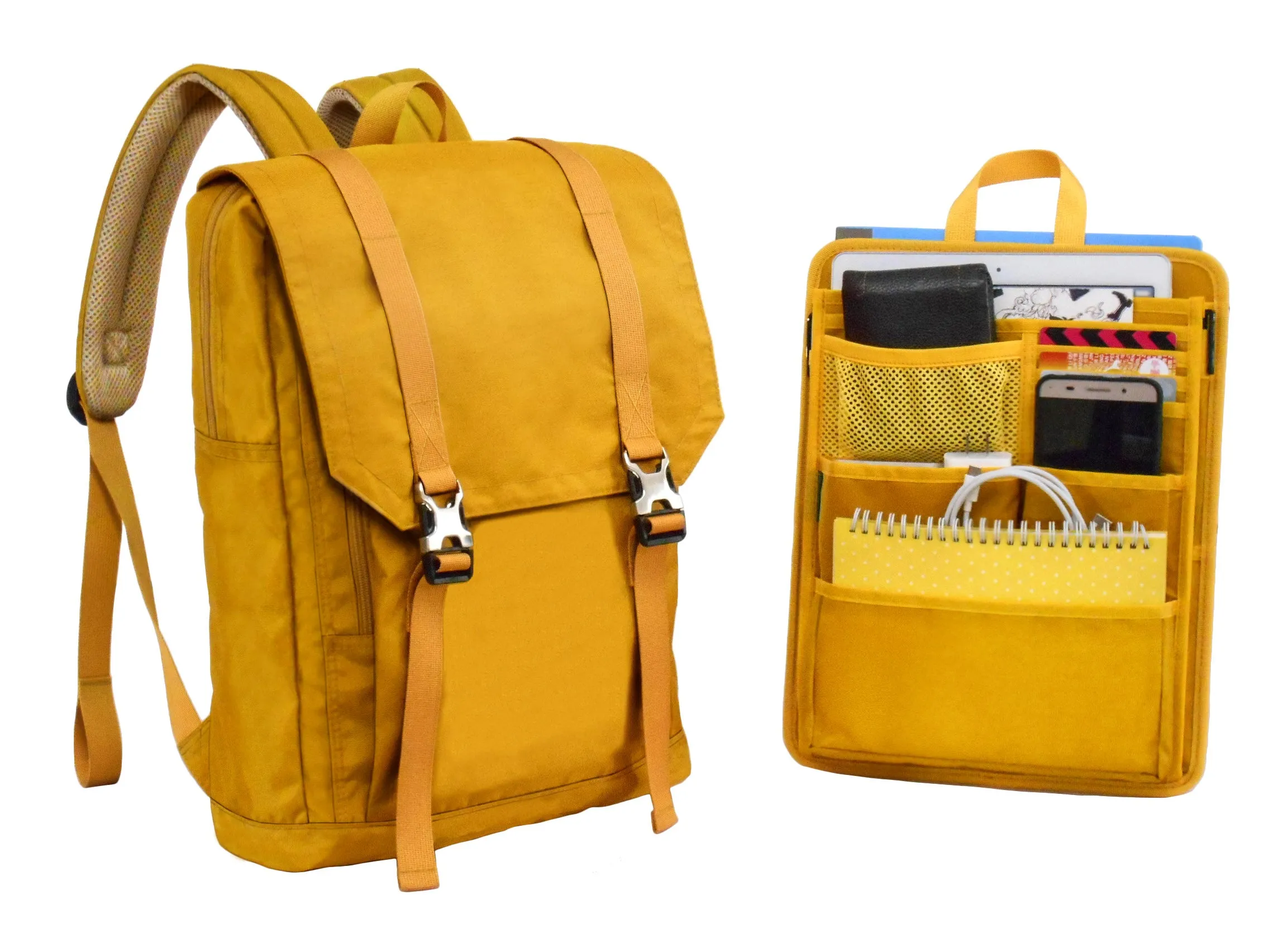 Backpack with Insert Organizer Set, for Travel, Business, College, Casual, Slim and Smart Looking, Women & Men
