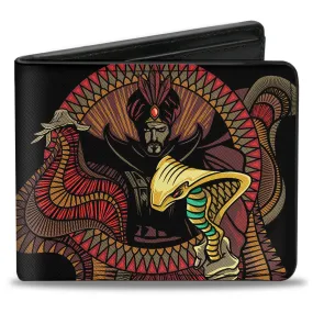 Bi-Fold Wallet - Aladdin 2019 Jafar Snake Staff Pose   DARK AND MYSTERIOUS Black Multi Color