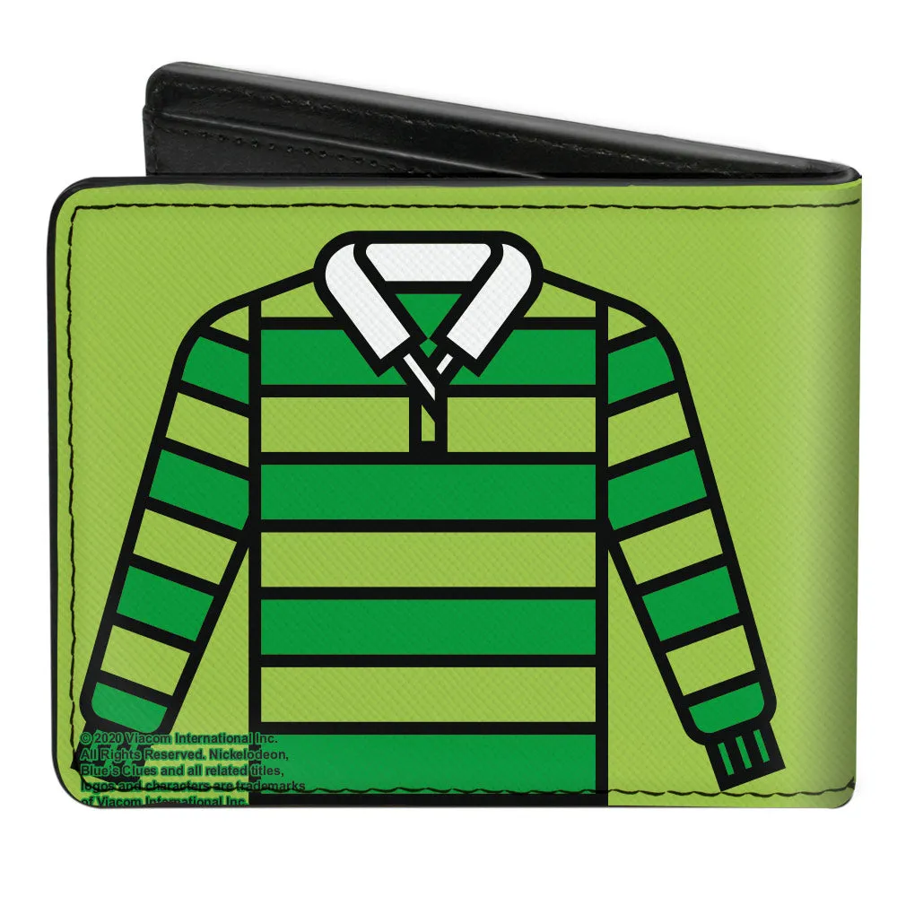 Bi-Fold Wallet - Blue's Clues Steve's Handy Dandy Notebook Thinking Chair   Striped Shirt Greens Black Red