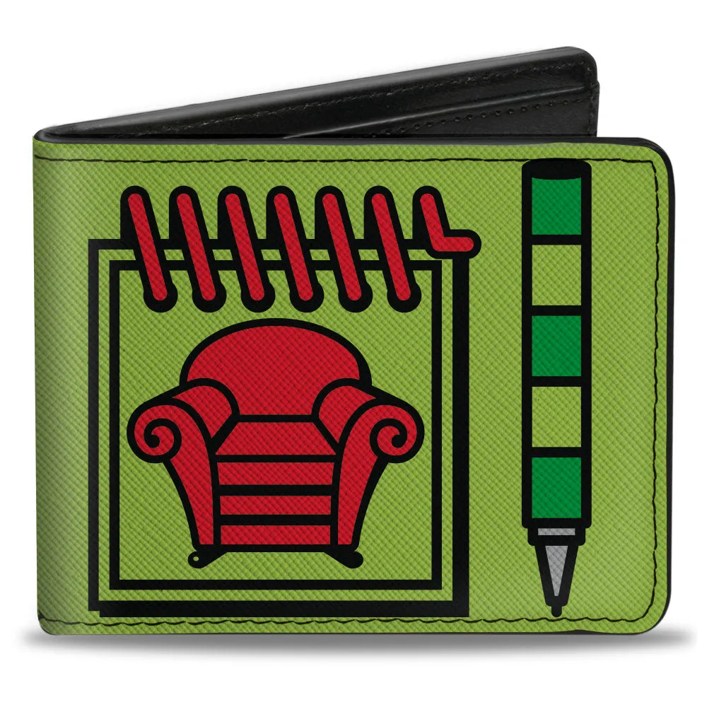 Bi-Fold Wallet - Blue's Clues Steve's Handy Dandy Notebook Thinking Chair   Striped Shirt Greens Black Red