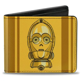 Bi-Fold Wallet - C3-PO Face   Wires Bounding Yellows Black Multi Color
