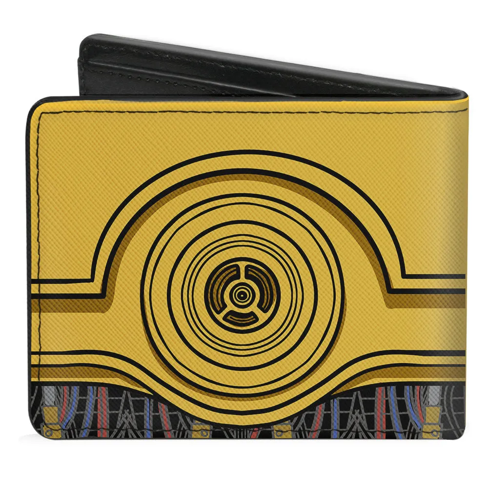 Bi-Fold Wallet - C3-PO Face   Wires Bounding Yellows Black Multi Color