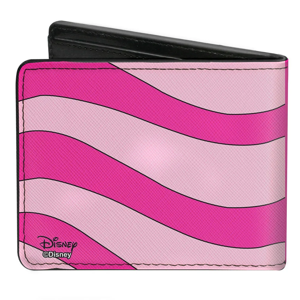 Bi-Fold Wallet - Cheshire Cat Face   Stripes Pinks