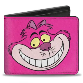 Bi-Fold Wallet - Cheshire Cat Face   Stripes Pinks