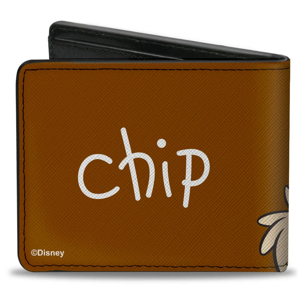 Bi-Fold Wallet - Chip n' Dale Chip Face Close-Up   Autograph Brown