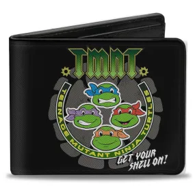 Bi-Fold Wallet - Classic TMNT-GET YOUR SHELL ON   TMNT WORLD TOUR 84 Black Gray Green