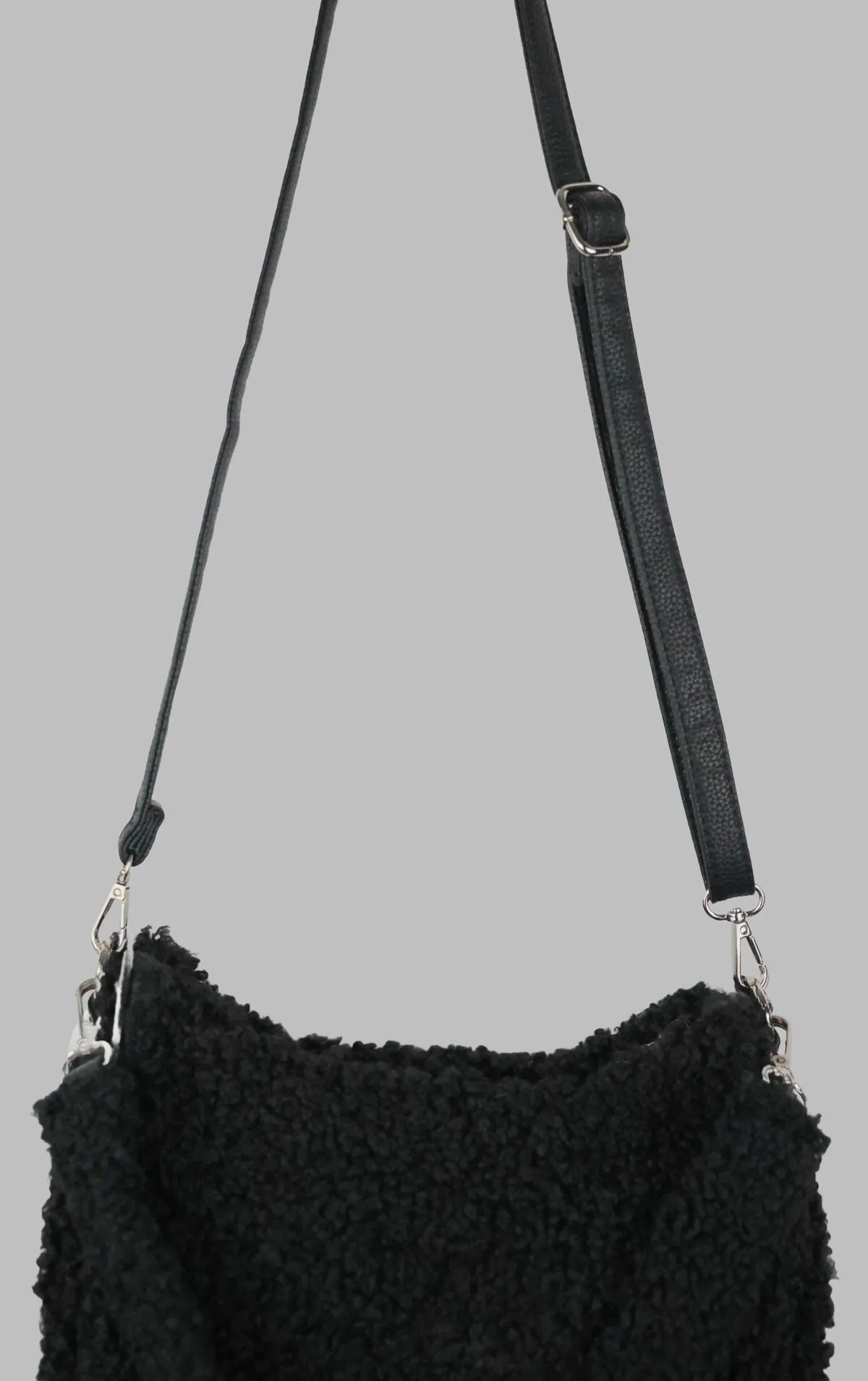 Black Borg Shearling Style Shoulder Bag