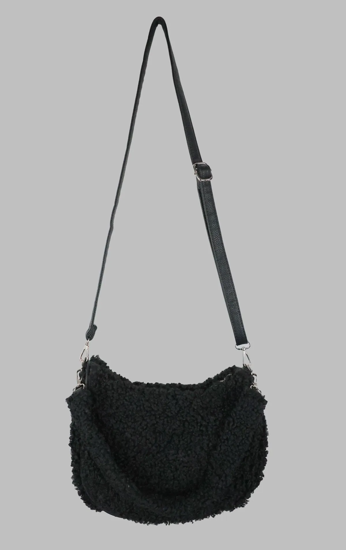 Black Borg Shearling Style Shoulder Bag