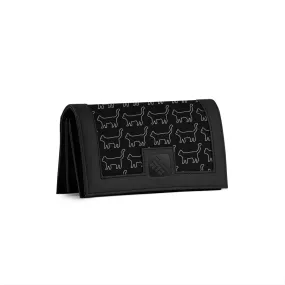 Black Sleek Elegance Fold Wallet with Playful Minimalist Cat Motif