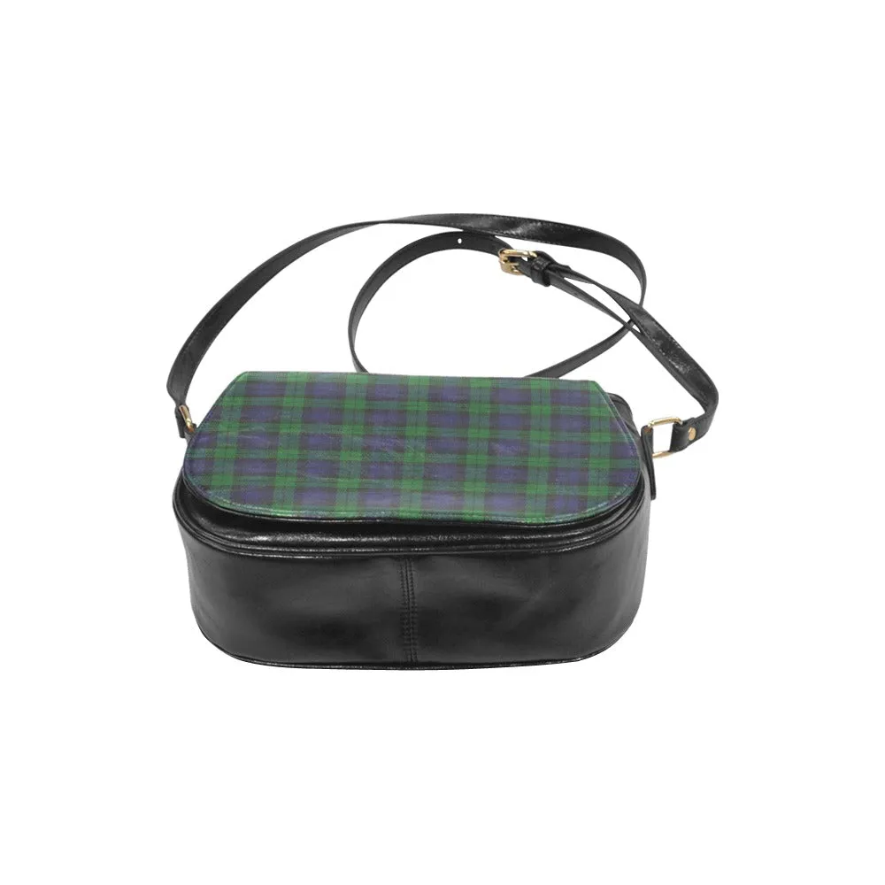 Black Watch Tartan Leather Saddle Bag
