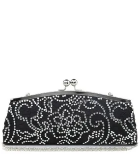 Broadway Black Diamante Detail Clutch Bag