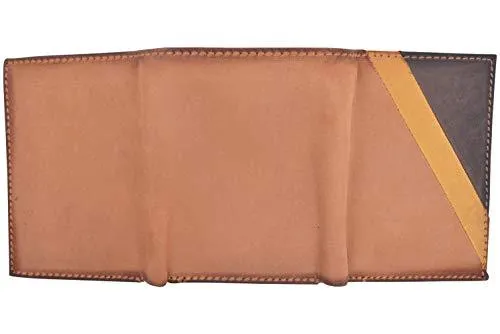 Cazoro Men's Wallet RFID Genuine Leather Slim Trifold with ID Window and Card Slots Light Brown RFID611298