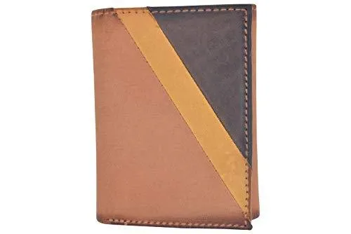 Cazoro Men's Wallet RFID Genuine Leather Slim Trifold with ID Window and Card Slots Light Brown RFID611298
