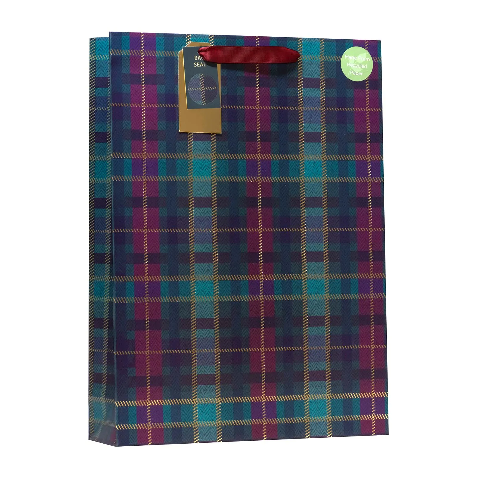 Christmas Purple Tartan Gift Bag