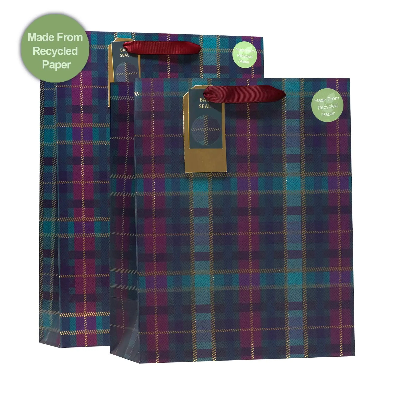 Christmas Purple Tartan Gift Bag