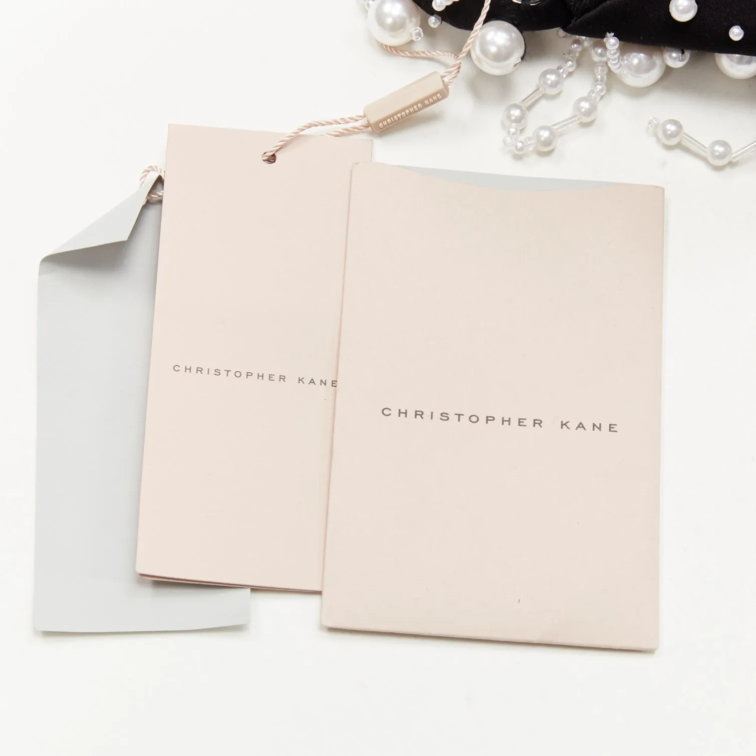 CHRISTOPHER KANE Runway pearl embellished black satin evening bag