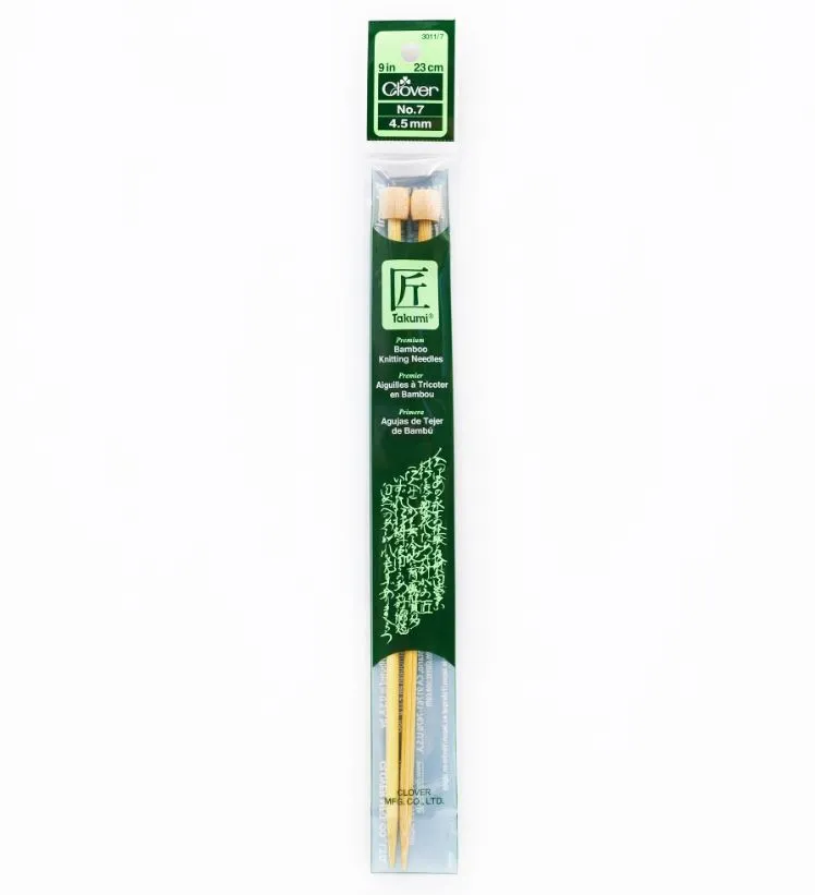 Clover Bamboo Knitting Needles 9" (Sizes 3 to 15)