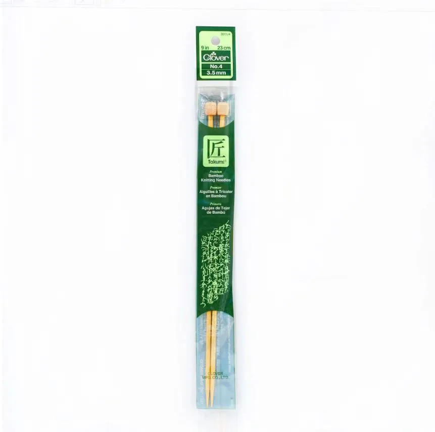 Clover Bamboo Knitting Needles 9" (Sizes 3 to 15)