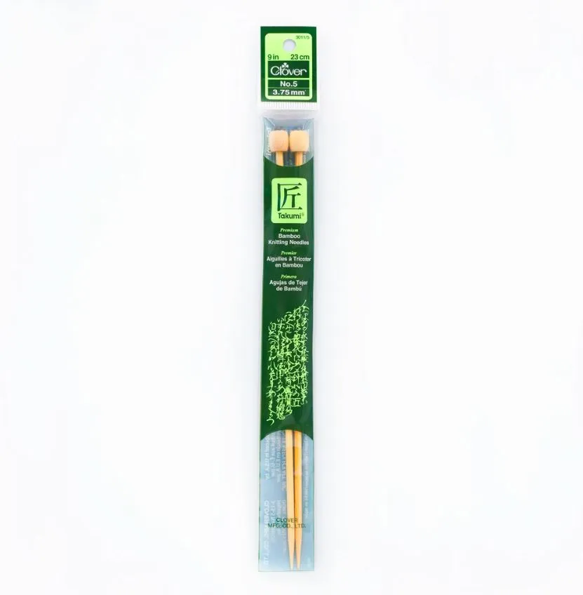 Clover Bamboo Knitting Needles 9" (Sizes 3 to 15)