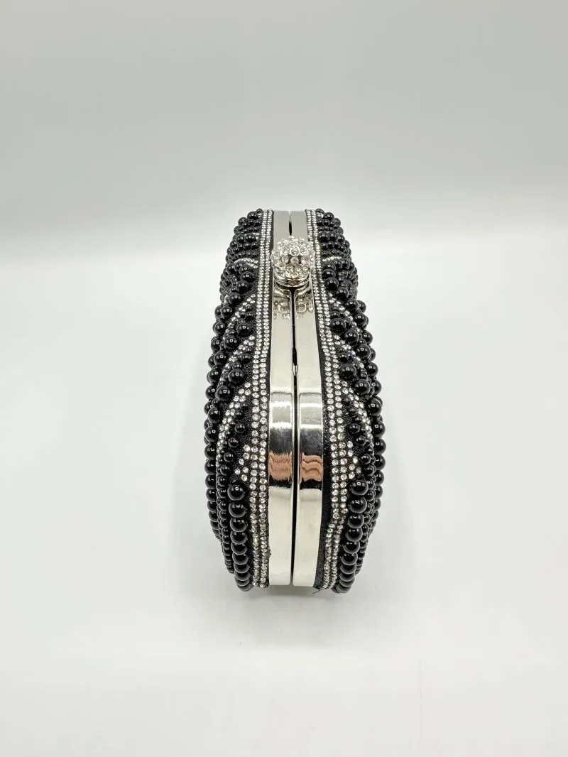 Colette Pearl & Diamante Clutch (Black)