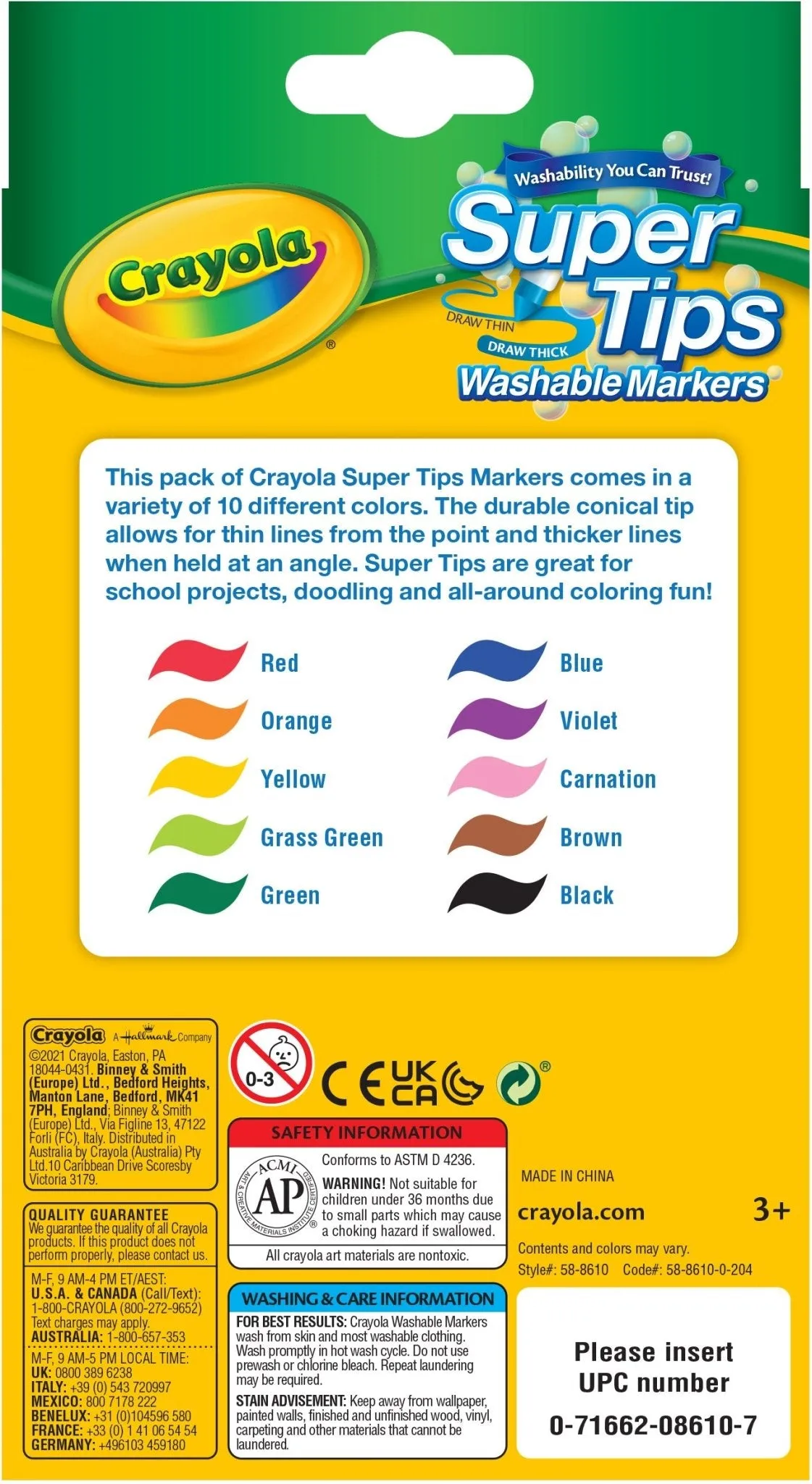 Crayola 10ct Washable Super Tips Markers