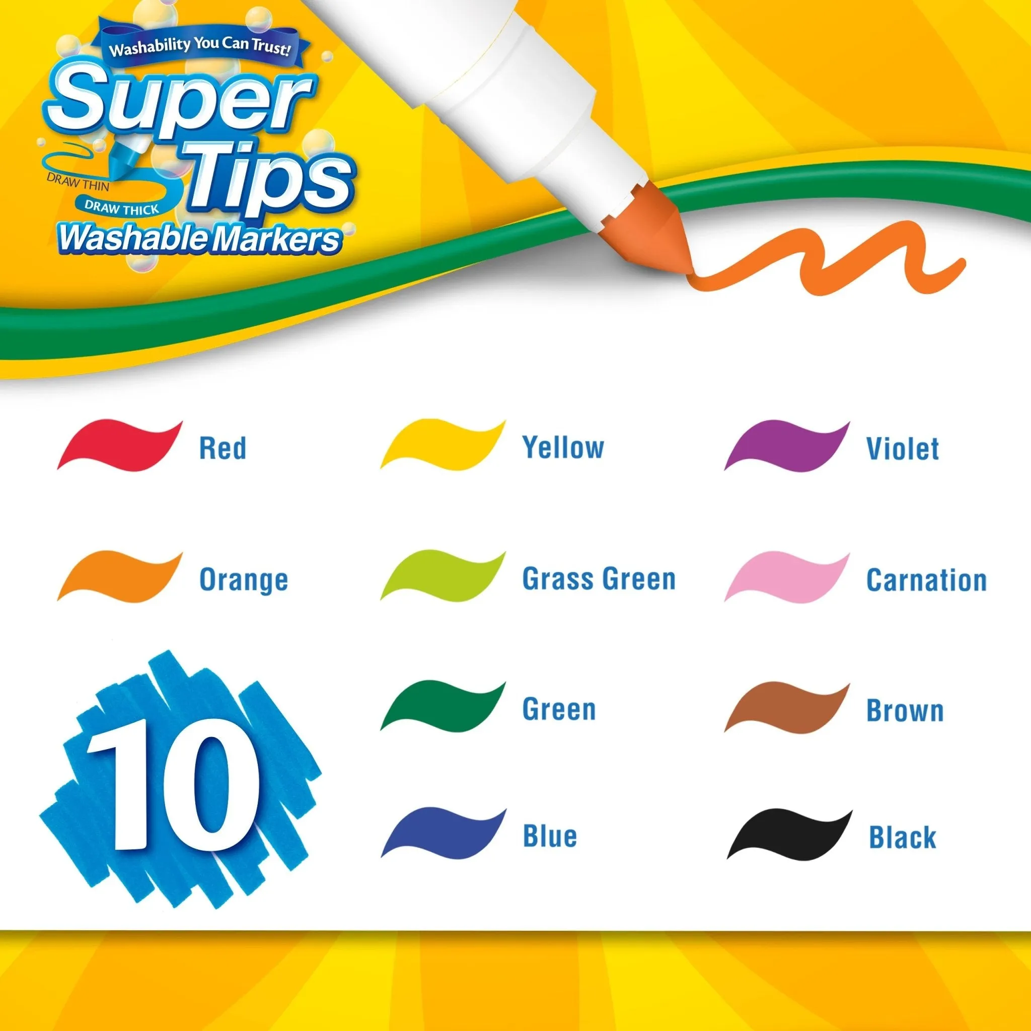 Crayola 10ct Washable Super Tips Markers