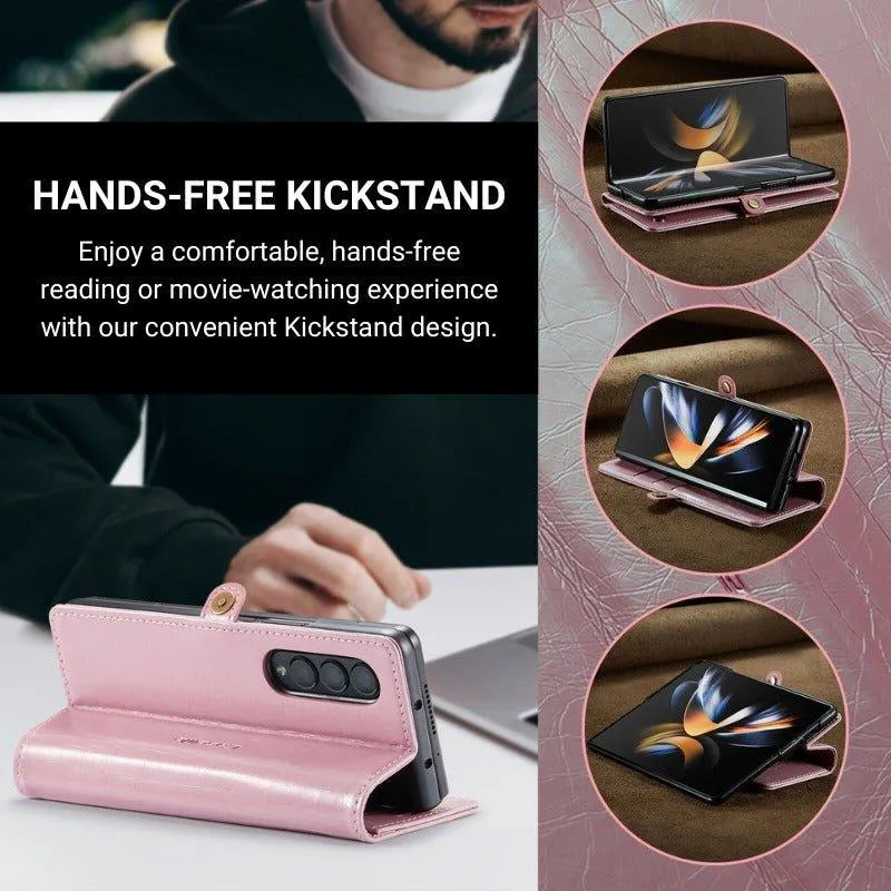 Demere Retro Leather Magnetic Wallet Case For Samsung Galaxy Z Fold 4
