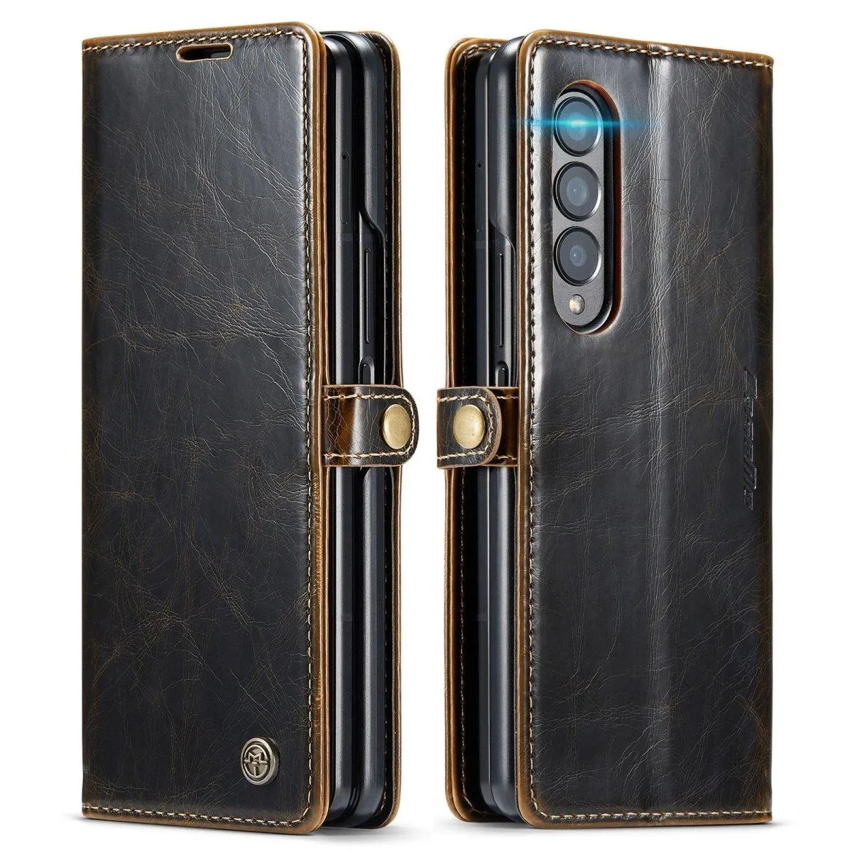 Demere Retro Leather Magnetic Wallet Case For Samsung Galaxy Z Fold 4