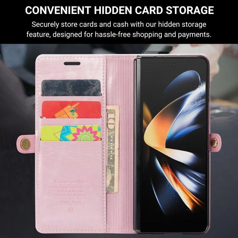 Demere Retro Leather Magnetic Wallet Case For Samsung Galaxy Z Fold 4