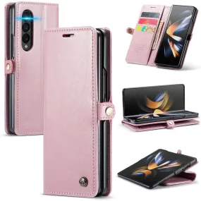Demere Retro Leather Magnetic Wallet Case For Samsung Galaxy Z Fold 4