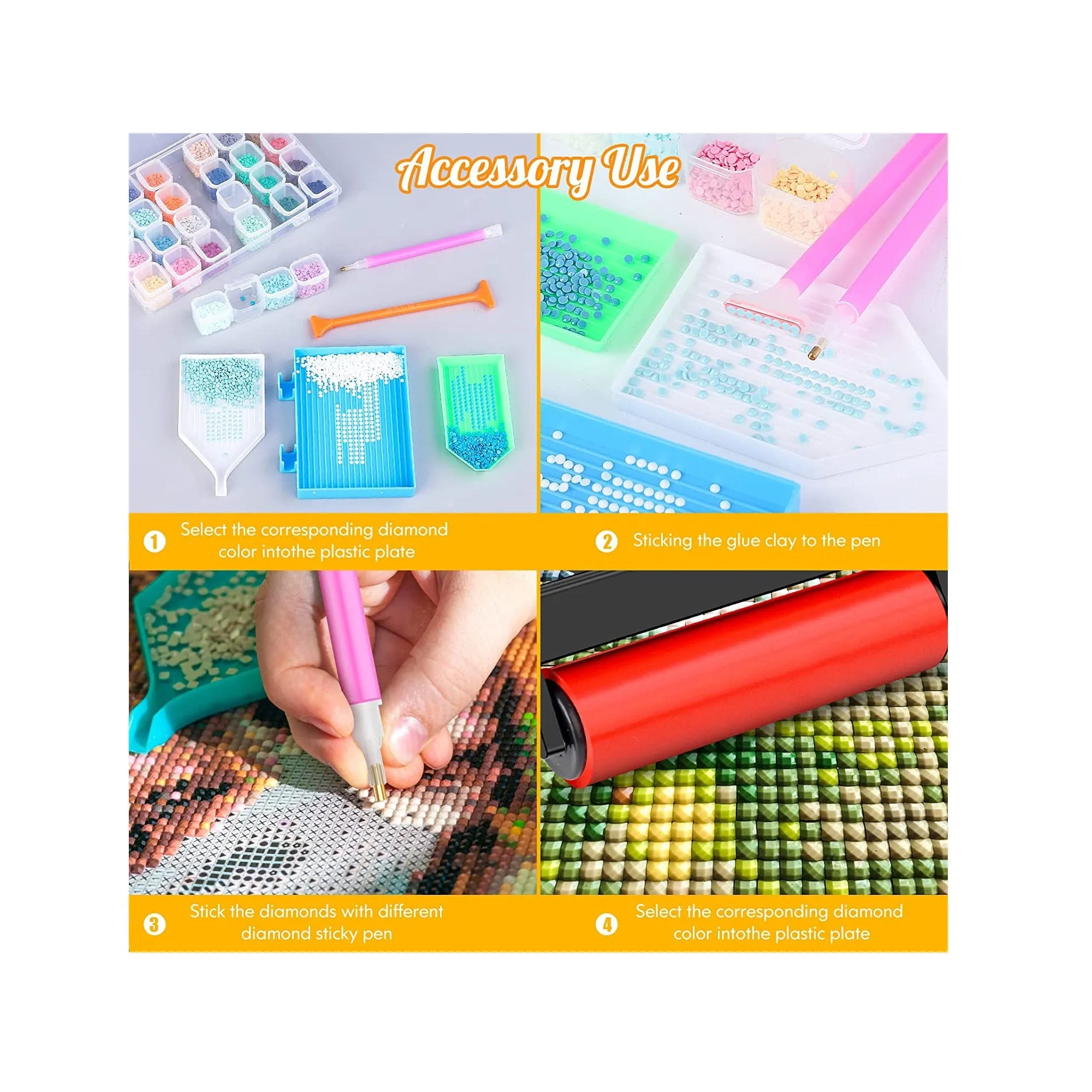 Diamond Painting Accessories and Tools Kits, with A4 LED Light Pad | for Diamond Painting Soucolor Light Board Box