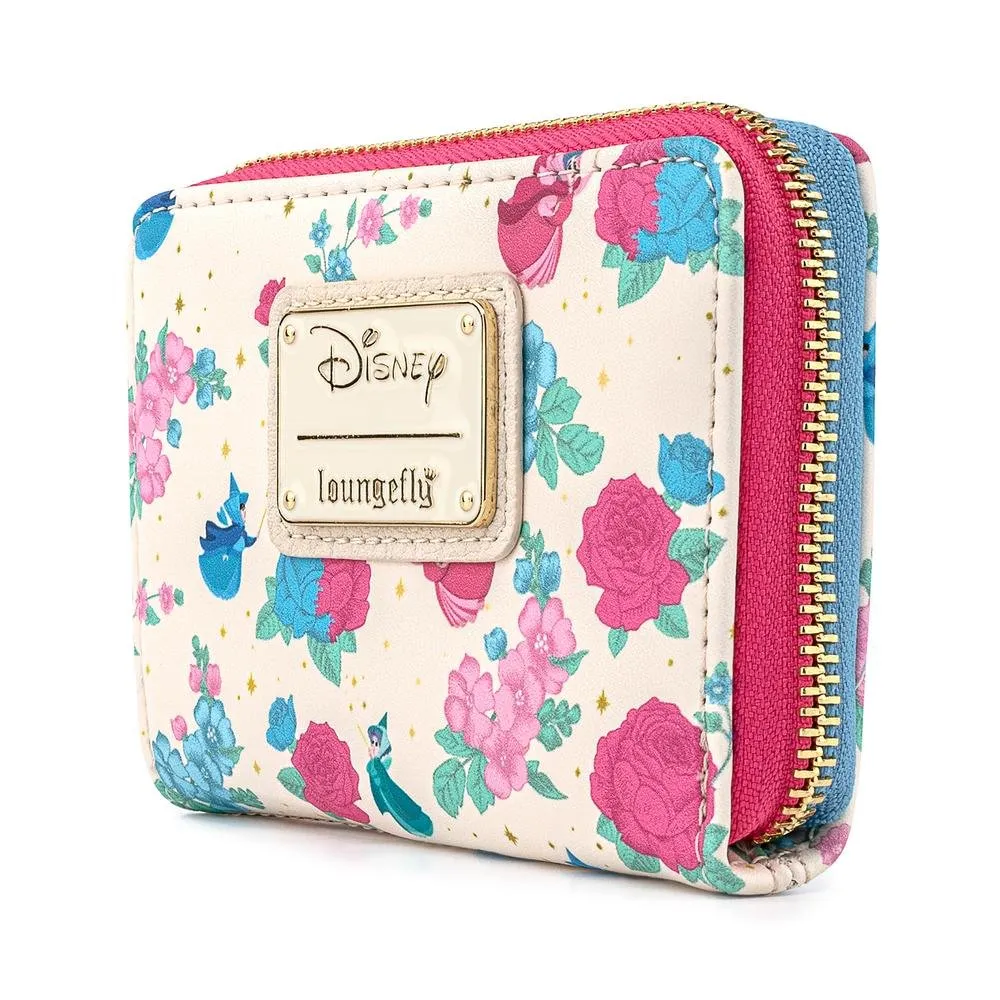 Disney Sleeping Beauty Floral Fairy Godmother Allover Print Zip-Around Wallet