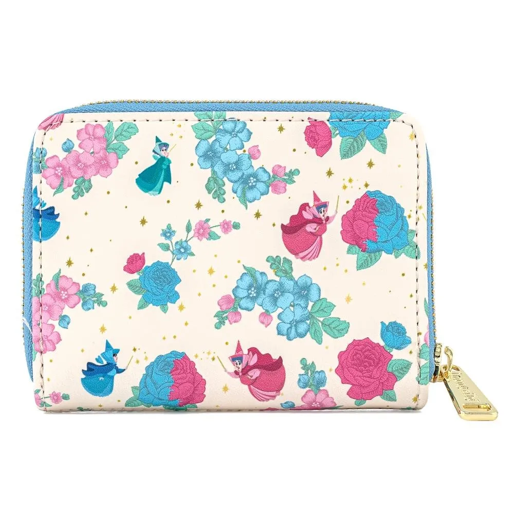 Disney Sleeping Beauty Floral Fairy Godmother Allover Print Zip-Around Wallet