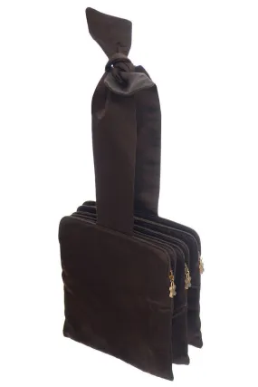 Donna Karan New York Vintage Brown Satin Evening Bag Handbag with Bow