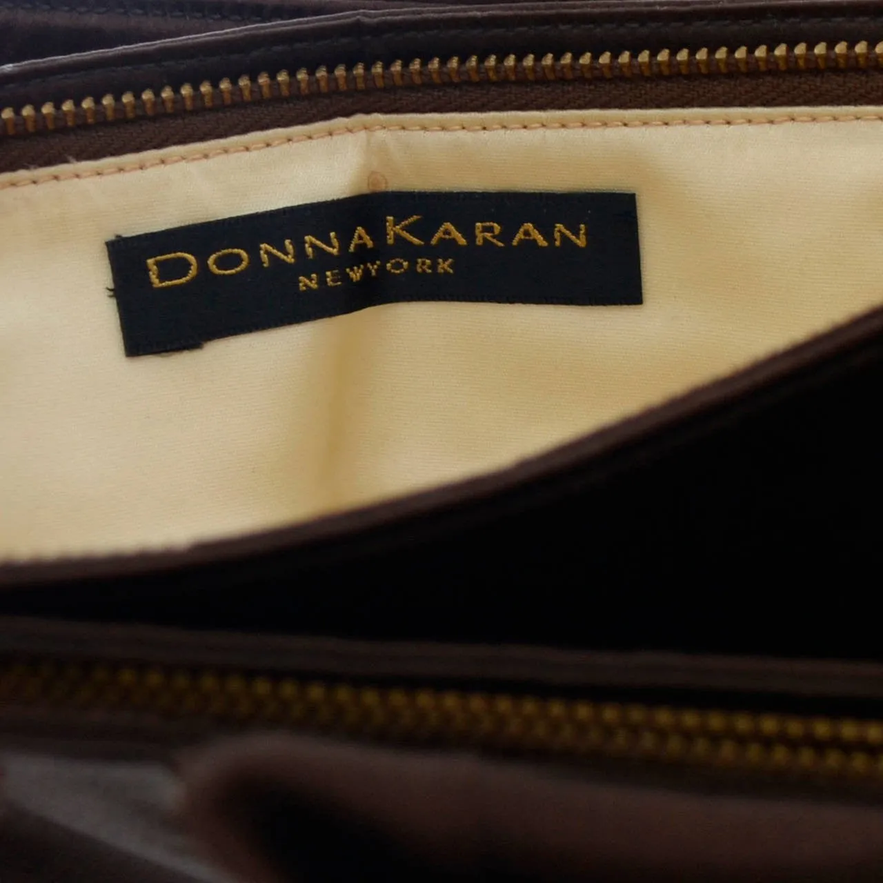 Donna Karan New York Vintage Brown Satin Evening Bag Handbag with Bow