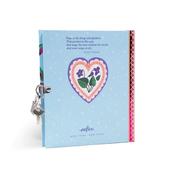eeBoo hearts and birds journal / diary with key