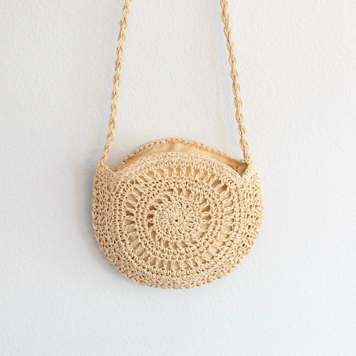 Elena Handbags Boho Straw Woven Round Tote