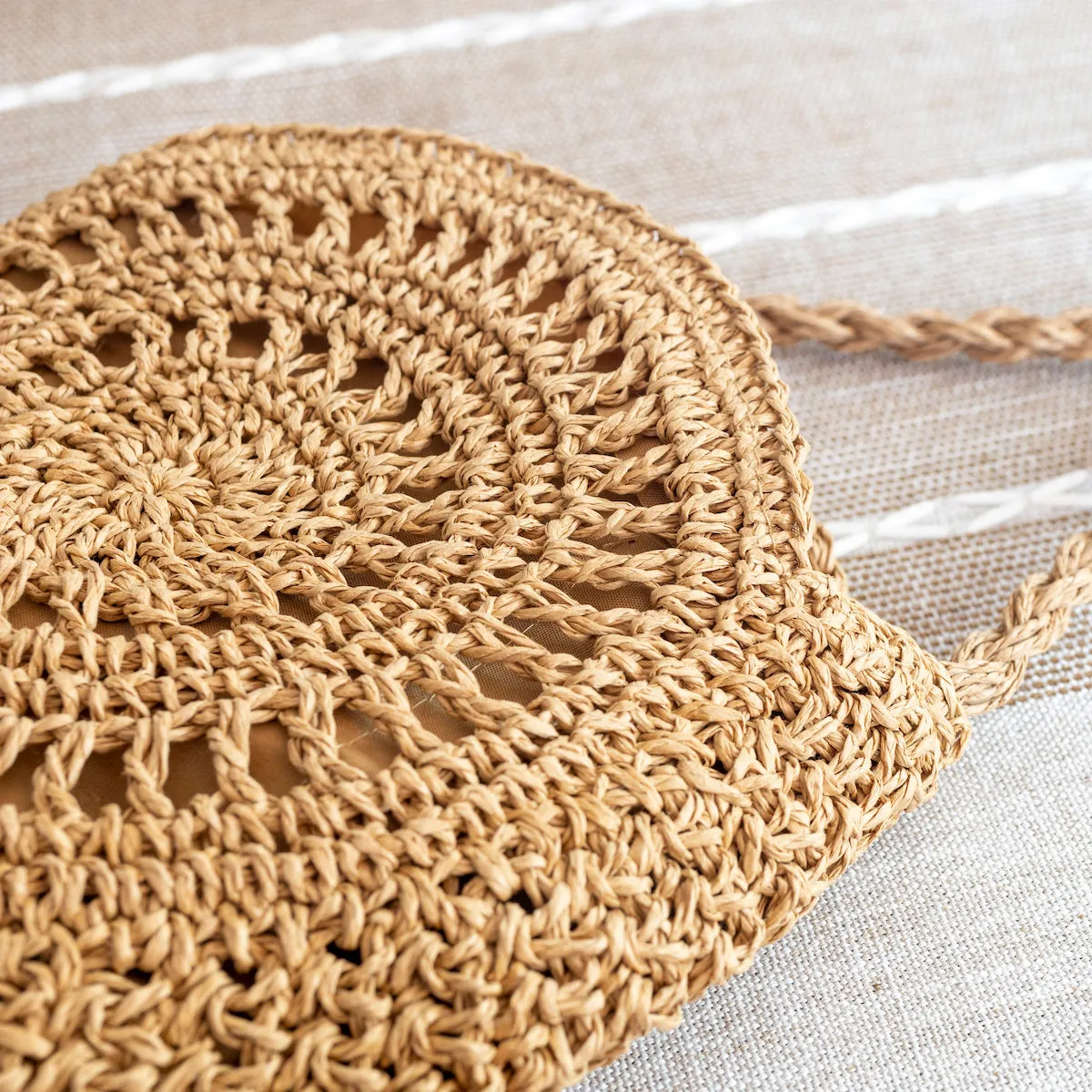Elena Handbags Boho Straw Woven Round Tote