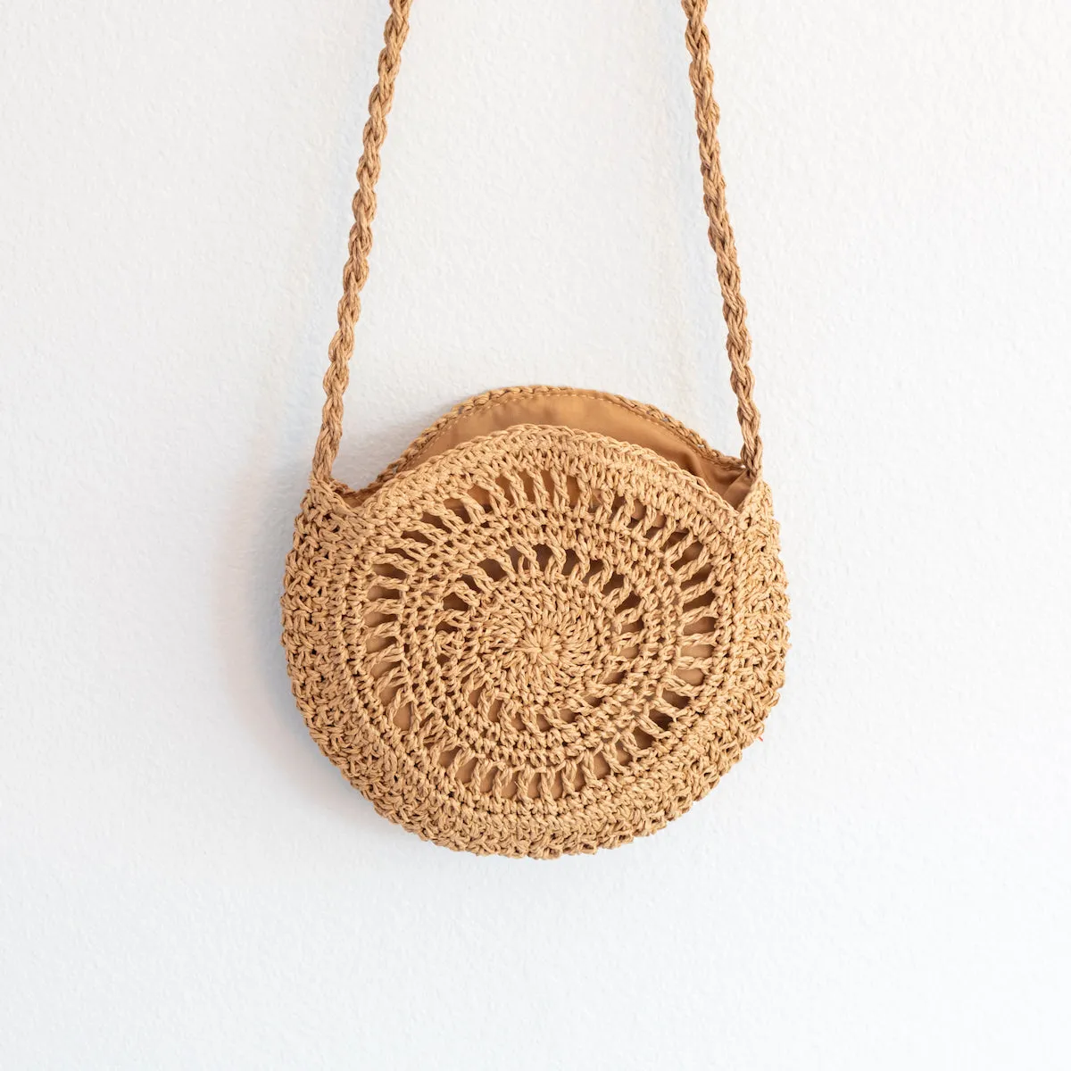 Elena Handbags Boho Straw Woven Round Tote