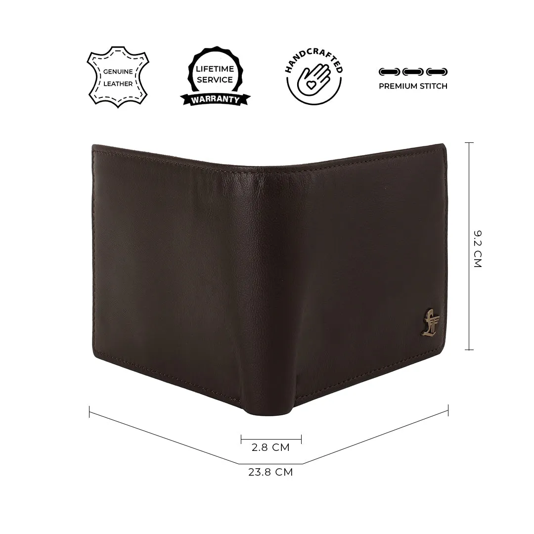 Evan Bifold Wallet | Pure Leather Wallet for Men | 100% Genuine Leather | Color: Brown & Black