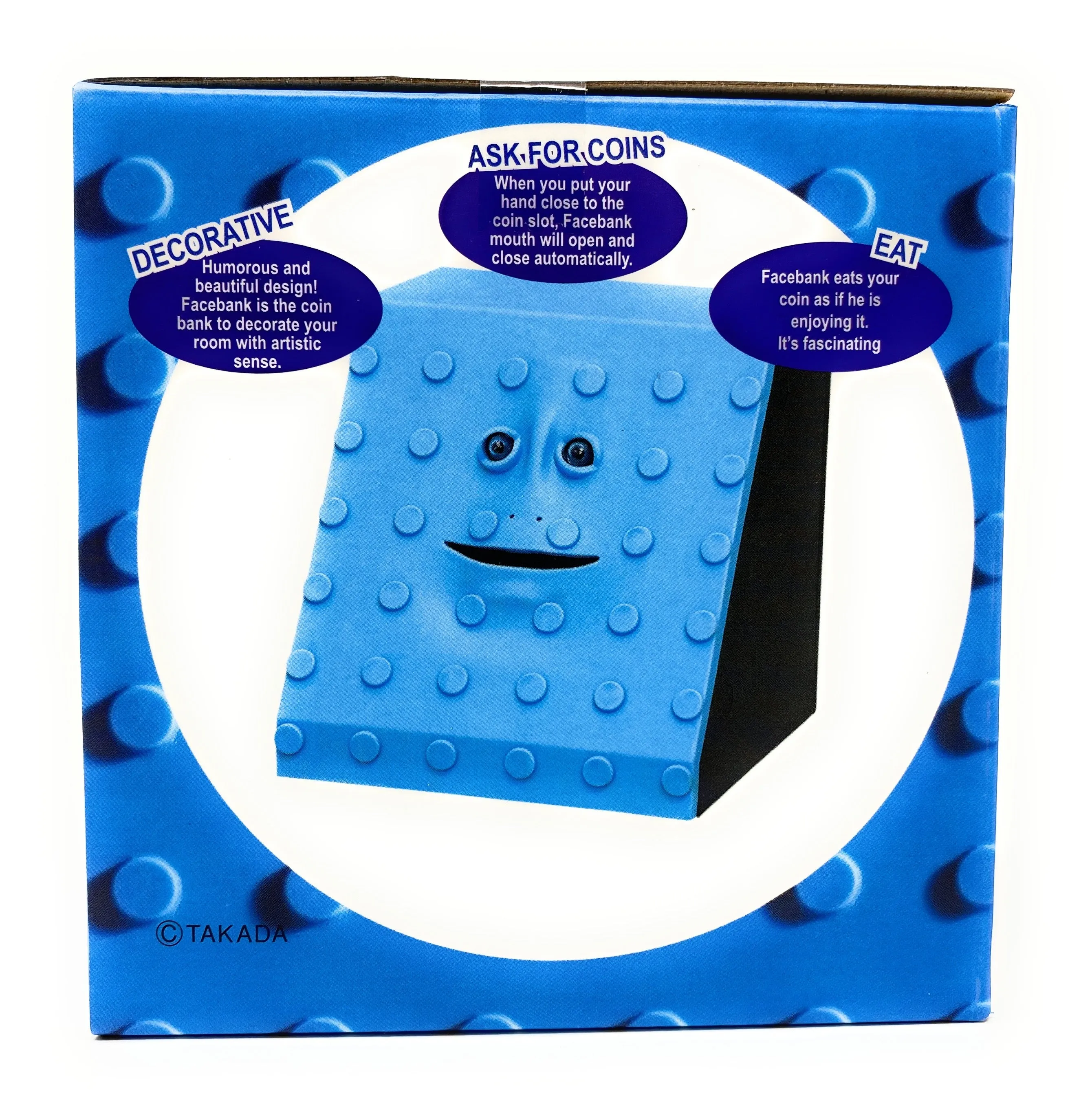Face Bank Blue Dot Coin Munching Money Box