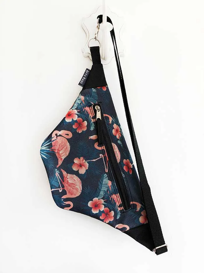 Flamingo Fanny Pack, Womens Designer Fanny Pack, Zipper Pocket Fanny Pack