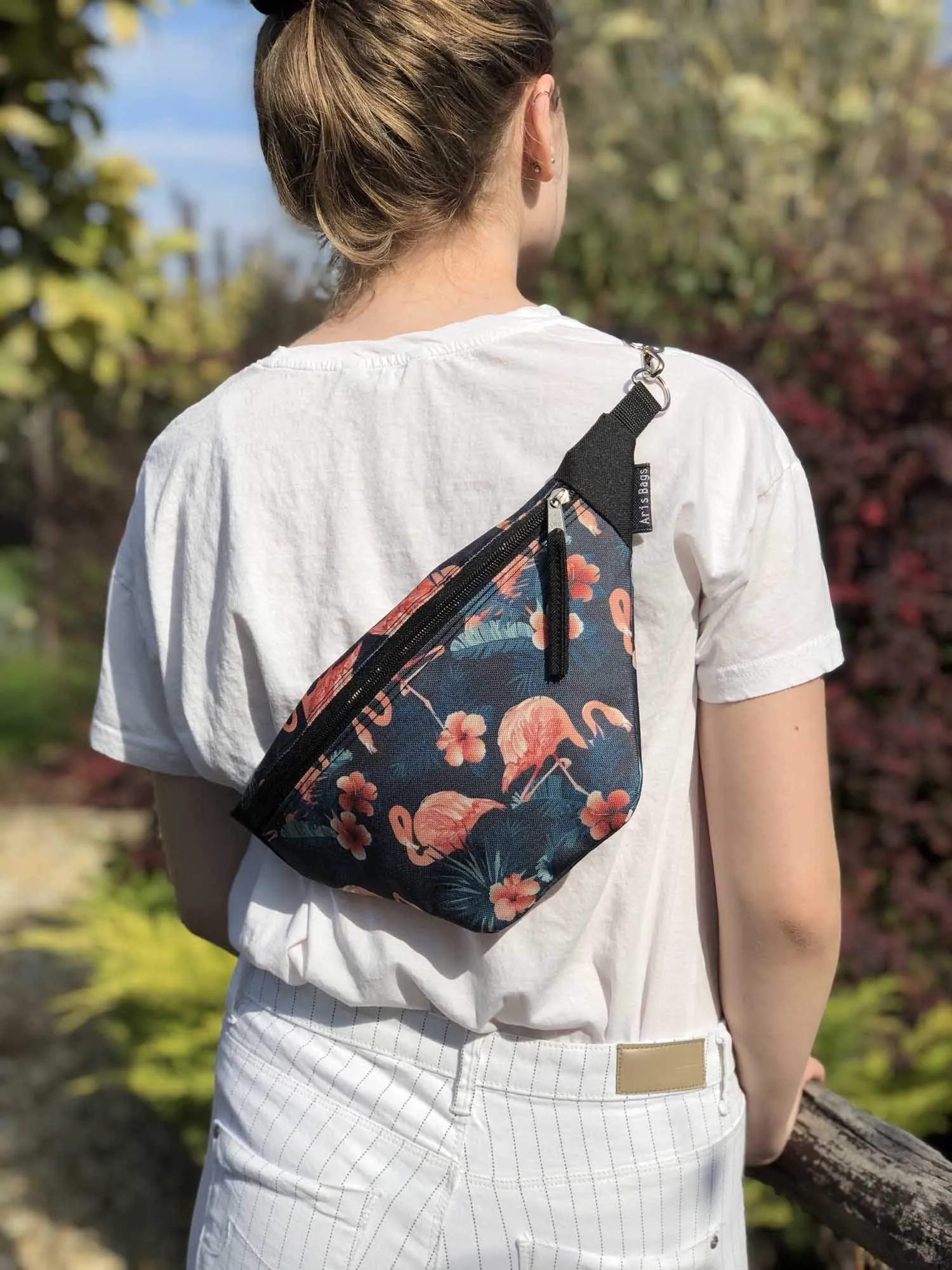 Flamingo Fanny Pack, Womens Designer Fanny Pack, Zipper Pocket Fanny Pack