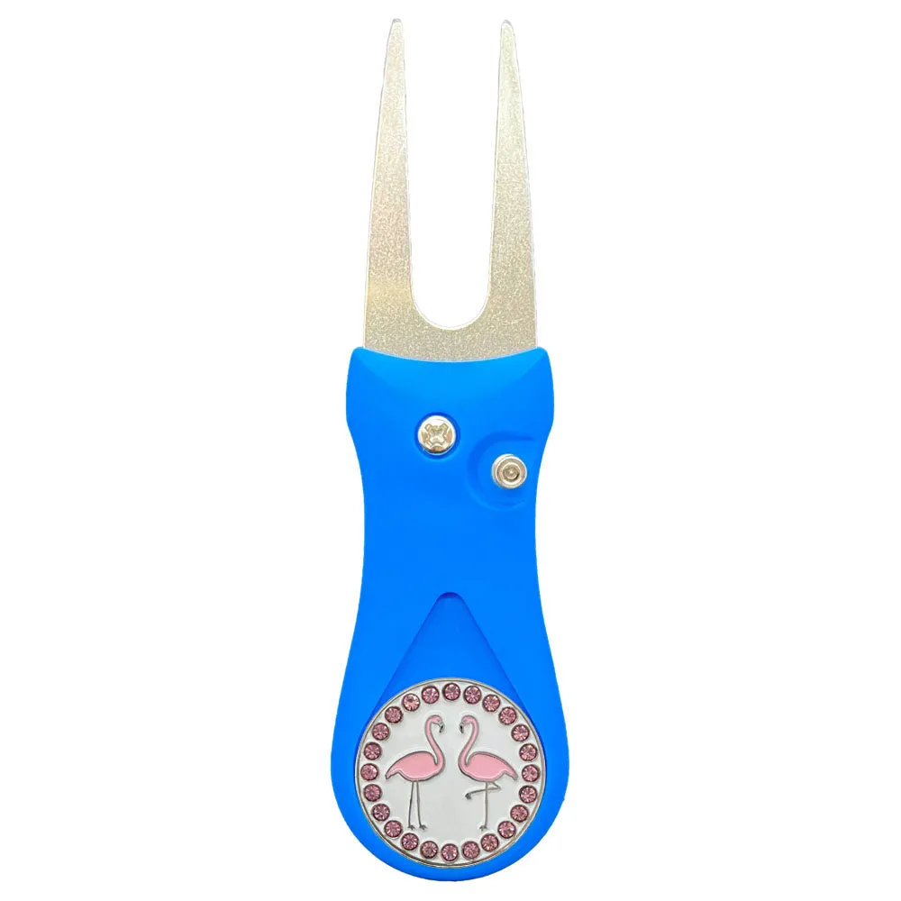 Flamingos Golf Ball Marker With Colored Divot Repair Tool